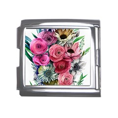 Charming Watercolor Flowers Mega Link Italian Charm (18mm) by GardenOfOphir