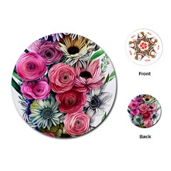 Charming Watercolor Flowers Playing Cards Single Design (round)