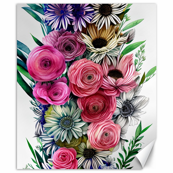 Charming Watercolor Flowers Canvas 8  x 10 