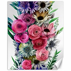 Charming Watercolor Flowers Canvas 11  X 14  by GardenOfOphir