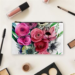 Charming Watercolor Flowers Cosmetic Bag (medium)