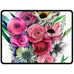 Charming Watercolor Flowers One Side Fleece Blanket (large) by GardenOfOphir