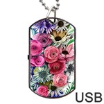 Charming Watercolor Flowers Dog Tag USB Flash (Two Sides) Back