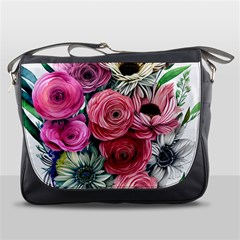 Charming Watercolor Flowers Messenger Bag by GardenOfOphir