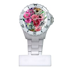 Charming Watercolor Flowers Plastic Nurses Watch by GardenOfOphir