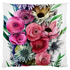 Charming Watercolor Flowers Standard Premium Plush Fleece Cushion Case (one Side) by GardenOfOphir