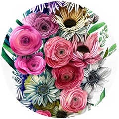 Charming Watercolor Flowers Wooden Puzzle Round by GardenOfOphir