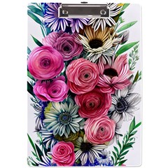 Charming Watercolor Flowers A4 Acrylic Clipboard by GardenOfOphir