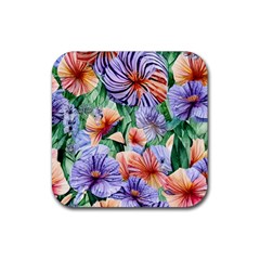 Amazing Watercolor Flowers Rubber Coaster (square) by GardenOfOphir