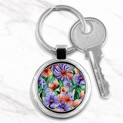 Amazing Watercolor Flowers Key Chain (round) by GardenOfOphir