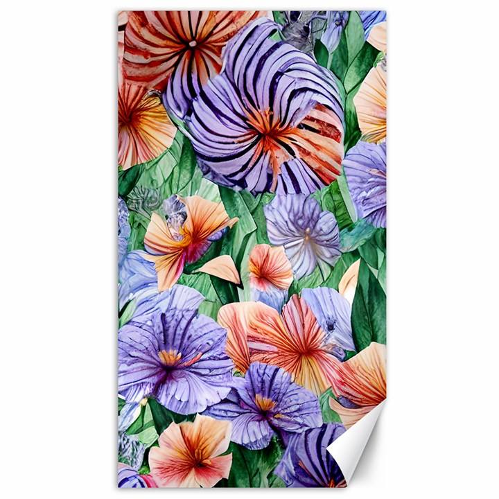 Amazing Watercolor Flowers Canvas 40  x 72 