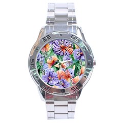 Amazing Watercolor Flowers Stainless Steel Analogue Watch by GardenOfOphir