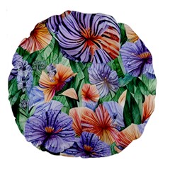 Amazing Watercolor Flowers Large 18  Premium Round Cushions by GardenOfOphir