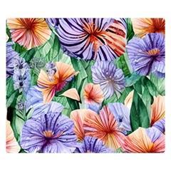 Amazing Watercolor Flowers One Side Premium Plush Fleece Blanket (small) by GardenOfOphir