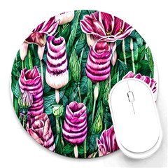 Attractive Watercolor Flowers Round Mousepad by GardenOfOphir