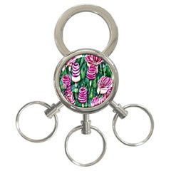 Attractive Watercolor Flowers 3-ring Key Chain by GardenOfOphir