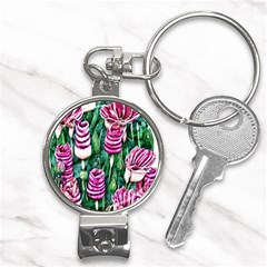 Attractive Watercolor Flowers Nail Clippers Key Chain