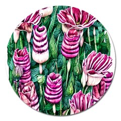 Attractive Watercolor Flowers Magnet 5  (round) by GardenOfOphir