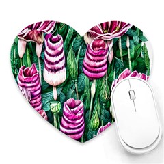 Attractive Watercolor Flowers Heart Mousepad by GardenOfOphir