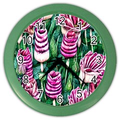 Attractive Watercolor Flowers Color Wall Clock by GardenOfOphir