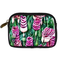 Attractive Watercolor Flowers Digital Camera Leather Case by GardenOfOphir