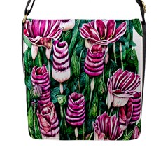 Attractive Watercolor Flowers Flap Closure Messenger Bag (l) by GardenOfOphir