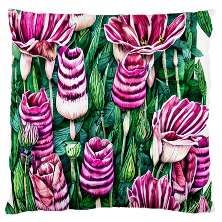 Attractive Watercolor Flowers Standard Premium Plush Fleece Cushion Case (Two Sides)