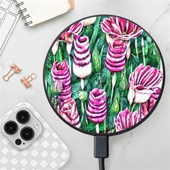 Attractive Watercolor Flowers Wireless Fast Charger(black)