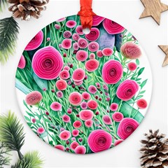 Bounty Of Brilliant Blooming Blossoms Ornament (round) by GardenOfOphir