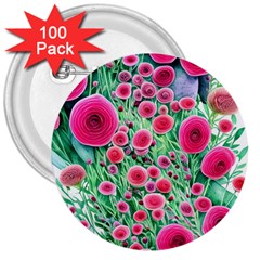 Bounty Of Brilliant Blooming Blossoms 3  Buttons (100 Pack)  by GardenOfOphir