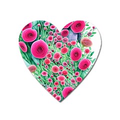 Bounty Of Brilliant Blooming Blossoms Heart Magnet by GardenOfOphir