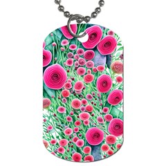 Bounty Of Brilliant Blooming Blossoms Dog Tag (one Side) by GardenOfOphir