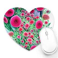 Bounty Of Brilliant Blooming Blossoms Heart Mousepad by GardenOfOphir