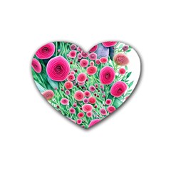 Bounty Of Brilliant Blooming Blossoms Rubber Heart Coaster (4 Pack) by GardenOfOphir