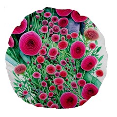 Bounty Of Brilliant Blooming Blossoms Large 18  Premium Round Cushions by GardenOfOphir