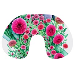 Bounty Of Brilliant Blooming Blossoms Travel Neck Pillow by GardenOfOphir