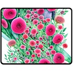 Bounty Of Brilliant Blooming Blossoms Fleece Blanket (Medium) 58.8 x47.4  Blanket Front