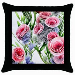 Captivating Coral Blooms Throw Pillow Case (black) by GardenOfOphir