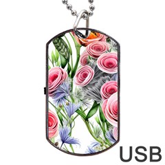 Captivating Coral Blooms Dog Tag Usb Flash (one Side) by GardenOfOphir