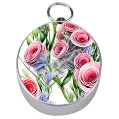 Captivating Coral Blooms Silver Compasses by GardenOfOphir