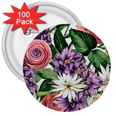 Brilliant Blushing Blossoms 3  Buttons (100 Pack)  by GardenOfOphir