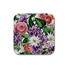 Brilliant Blushing Blossoms Rubber Square Coaster (4 Pack) by GardenOfOphir