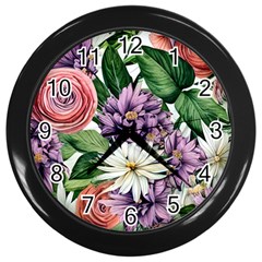 Brilliant Blushing Blossoms Wall Clock (black) by GardenOfOphir