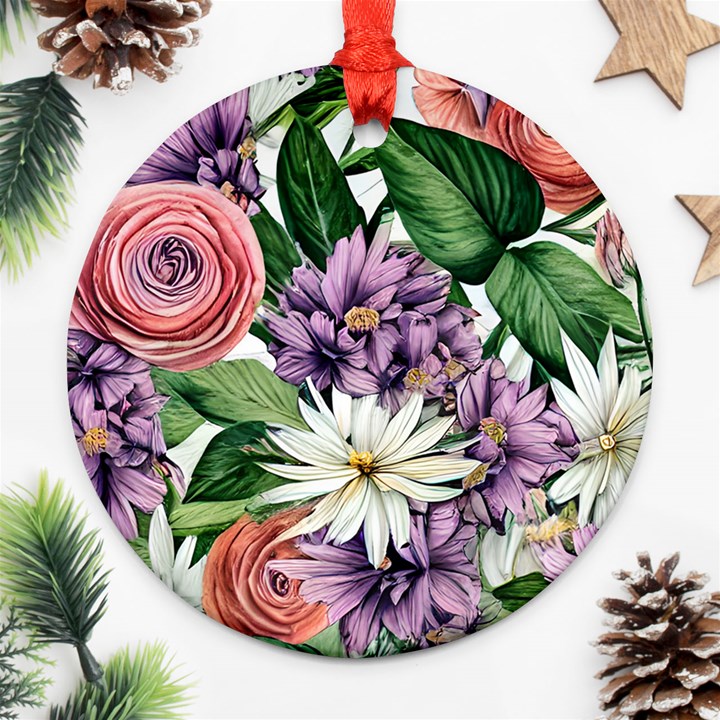 Brilliant Blushing Blossoms Round Ornament (Two Sides)