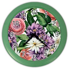 Brilliant Blushing Blossoms Color Wall Clock by GardenOfOphir