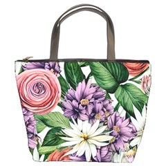 Brilliant Blushing Blossoms Bucket Bag by GardenOfOphir