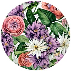 Brilliant Blushing Blossoms Wooden Puzzle Round by GardenOfOphir