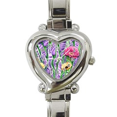 Beloved Bell-shaped Blossoms Heart Italian Charm Watch by GardenOfOphir