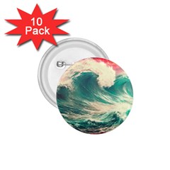 Storm Tsunami Waves Ocean Sea Nautical Nature Painting 1 75  Buttons (10 Pack) by Ravend