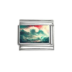 Storm Tsunami Waves Ocean Sea Nautical Nature Painting Italian Charm (9mm) by Ravend